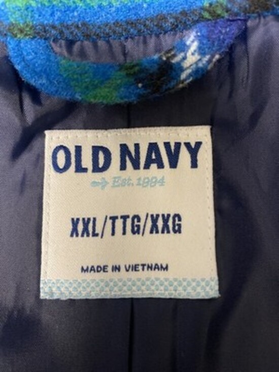 NWT Old Navy Plaid Peacoat Blue Double Breasted Jacket Preppy Twee Cozy  XXL - Picture 10 of 16